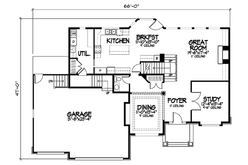 Dream House Plan - Floor Plan - Main Floor for Traditional House Plan #320-1453 - 4 bed, 2.5 bath