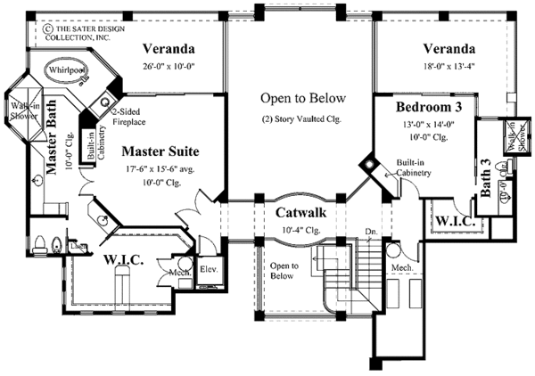 Mediterranean Floor Plan - Upper Floor Plan #930-135