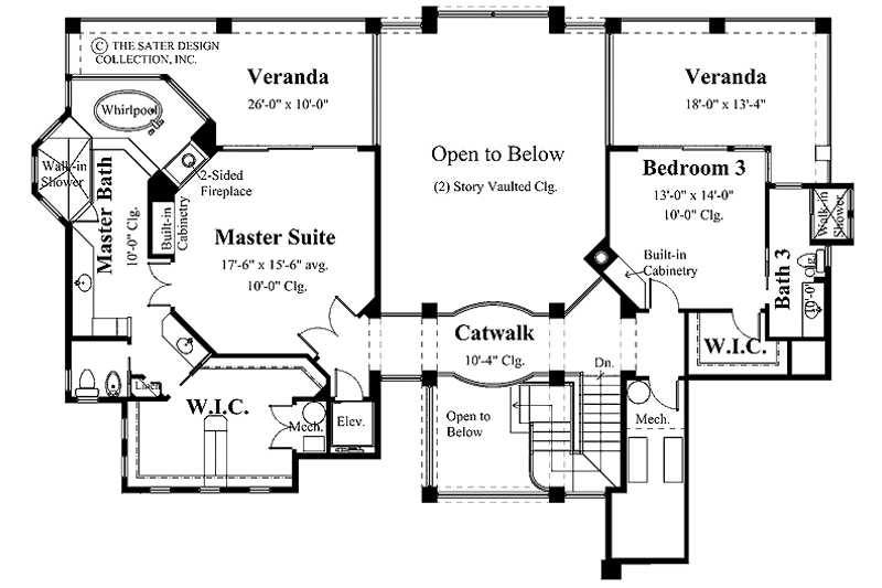 Architectural House Design - Floor Plan - Upper Floor for Mediterranean House Plan #930-135 - 3 bed, 3.5 bath