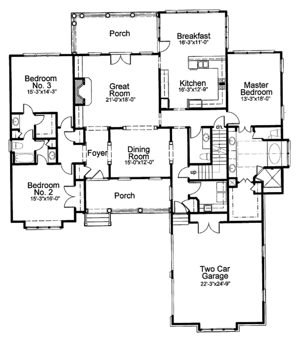 House Design - Country Floor Plan - Main Floor Plan #429-201