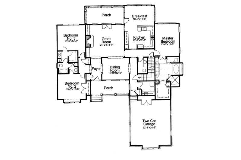 Architectural House Design - Floor Plan - Main Floor for Country House Plan #429-201 - 3 bed, 2.5 bath
