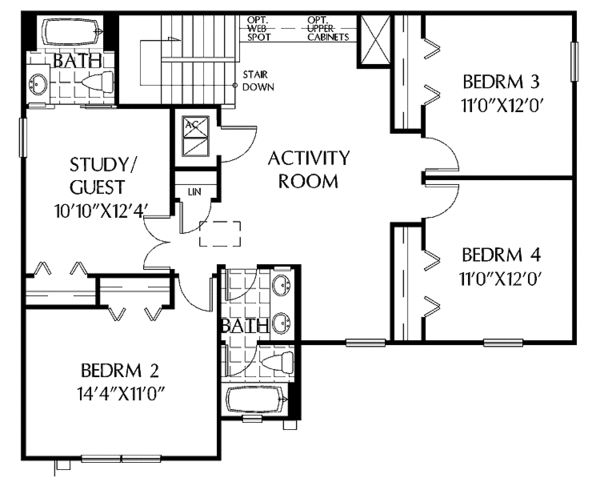 Architectural House Design - Colonial Floor Plan - Upper Floor Plan #999-166