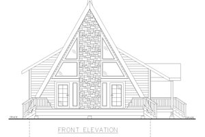 Exterior - Front Elevation 3 for Cabin House Plan #117-1014 - 2 bed, 2 bath