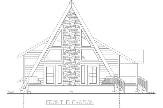 Exterior - Front Elevation 3 for Cabin House Plan #117-1014 - 2 bed, 2 bath