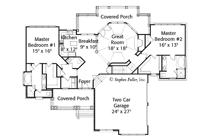 House Blueprint - Floor Plan - Main Floor for Craftsman House Plan #429-404 - 2 bed, 2.5 bath