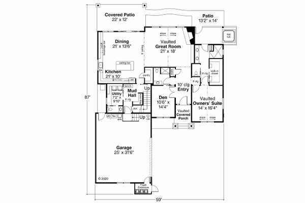 Architectural House Design - Craftsman Floor Plan - Main Floor Plan #124-1252