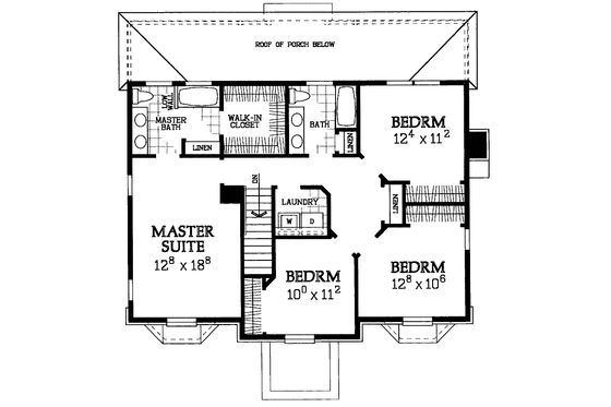 Floor Plan - Upper Floor for Colonial House Plan #72-1083 - 4 bed, 2.5 bath