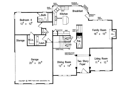 Floor Plan - Main Floor for Colonial House Plan #927-154 - 4 bed, 3.5 bath