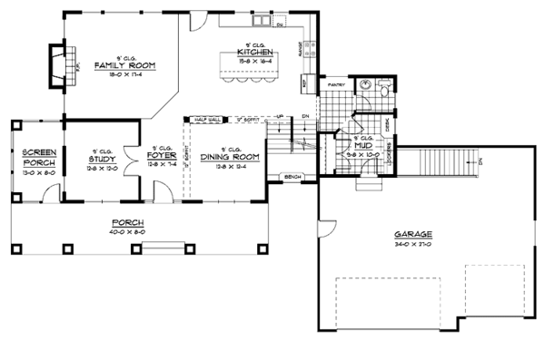 House Plan Design - European Floor Plan - Main Floor Plan #51-645