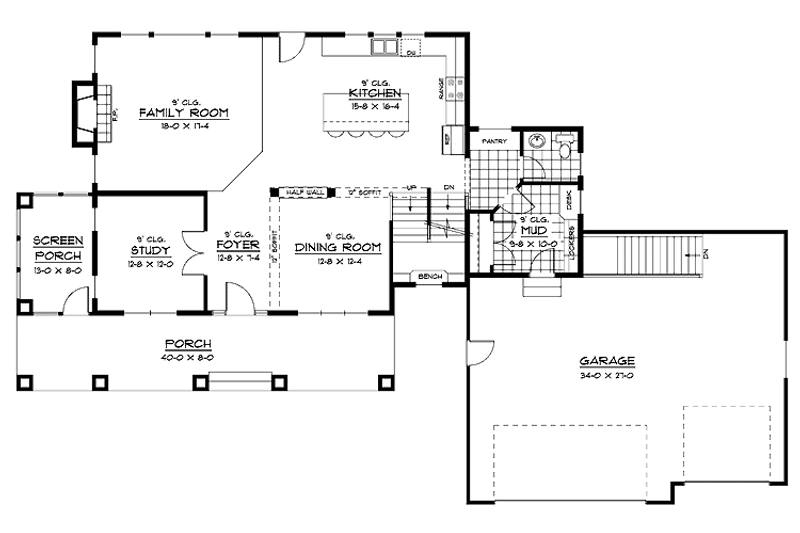Home Plan - Floor Plan - Main Floor for European House Plan #51-645 - 4 bed, 2.5 bath