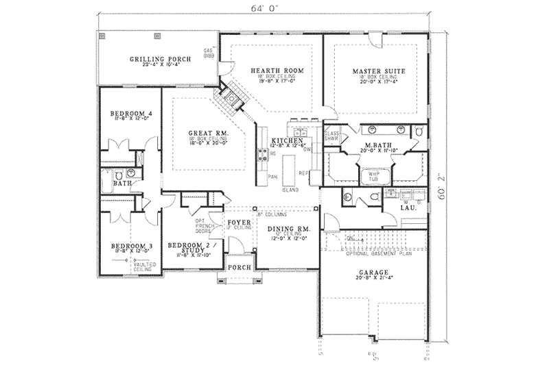 Dream House Plan - Floor Plan - Main Floor for Traditional House Plan #17-600 - 4 bed, 2.5 bath