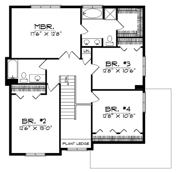 Home Plan - Traditional Floor Plan - Upper Floor Plan #70-1359