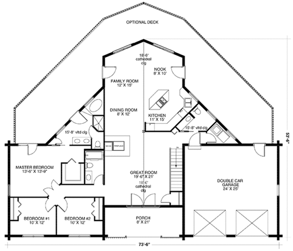 Architectural House Design - Log Floor Plan - Main Floor Plan #964-5
