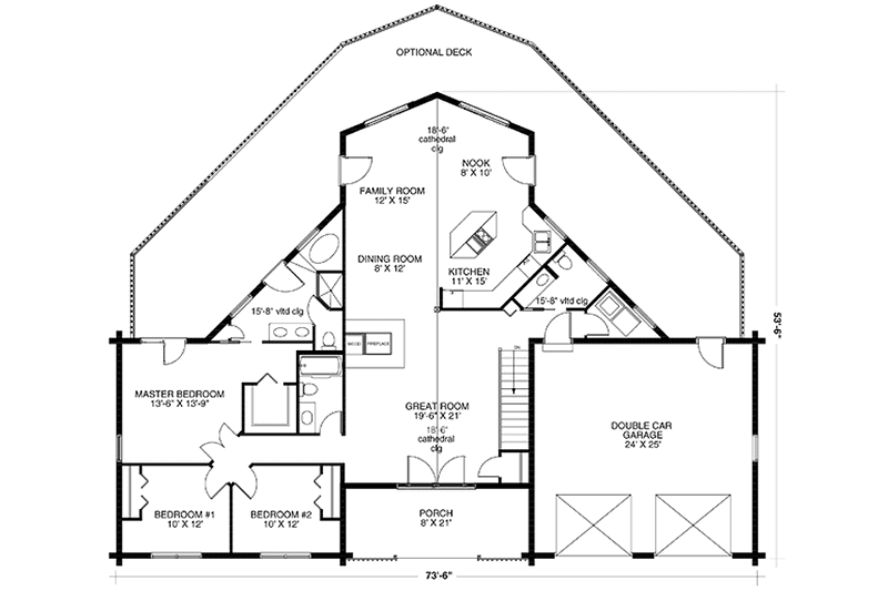 House Design - Floor Plan - Main Floor for Log House Plan #964-5 - 3 bed, 2.5 bath