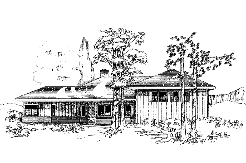 Architectural House Design - Exterior - Front Elevation 3 for Contemporary House Plan #60-942 - 3 bed, 1.5 bath