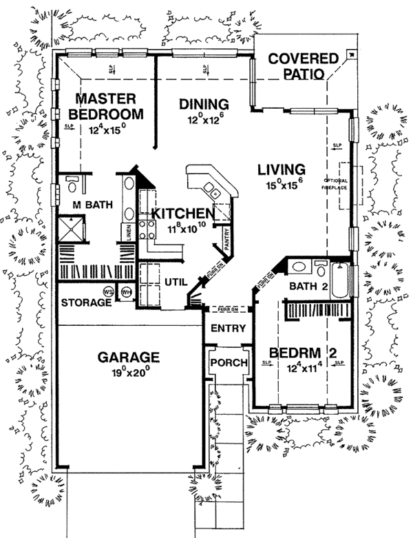 Ranch Style House Plan - 2 Beds 2 Baths 1322 Sq/Ft Plan #472-279
