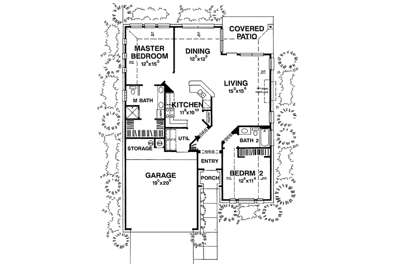 Home Plan - Floor Plan - Main Floor for Ranch House Plan #472-279 - 2 bed, 2 bath