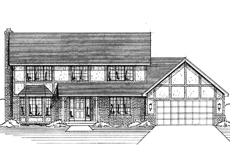 Home Plan - Exterior - Front Elevation 3 for Tudor House Plan #51-723 - 4 bed, 2.5 bath