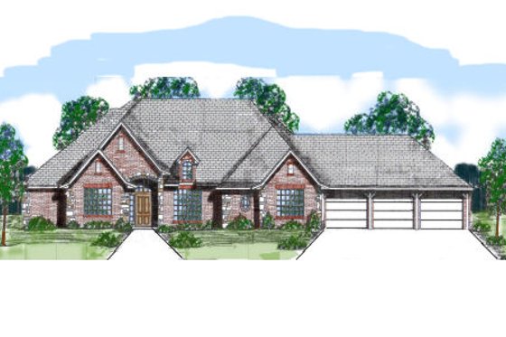 Exterior - Front Elevation for European House Plan #52-234 - 3 bed, 3.5 bath