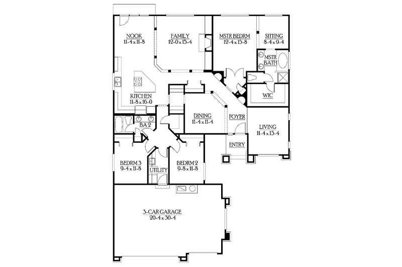 Home Plan - Floor Plan - Main Floor for Craftsman House Plan #132-272 - 3 bed, 2 bath
