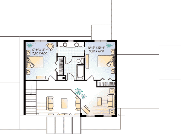 Contemporary Floor Plan - Upper Floor Plan #23-397