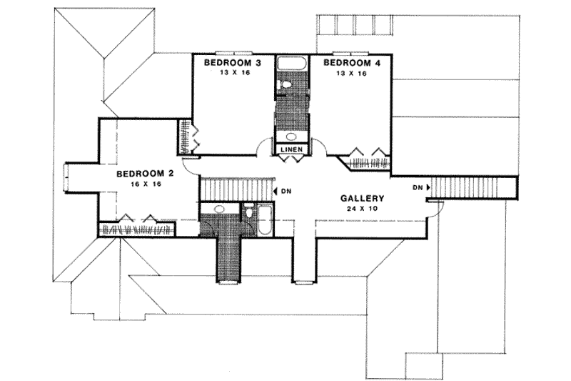 Dream House Plan - Floor Plan - Upper Floor for European House Plan #56-229 - 4 bed, 3.5 bath
