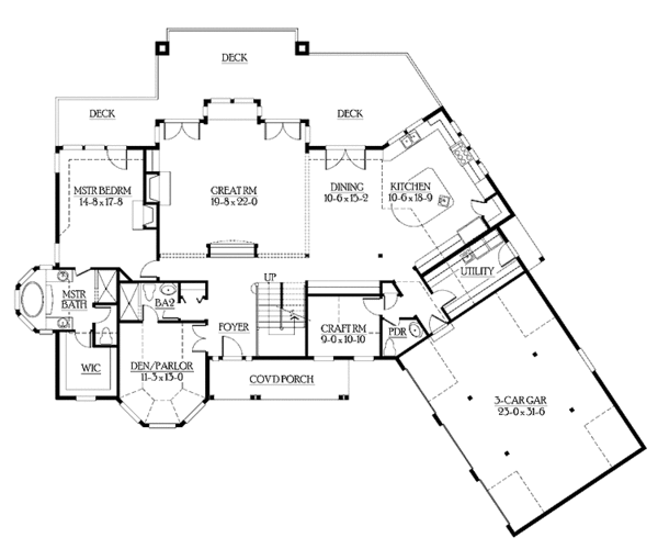 Architectural House Design - Craftsman Floor Plan - Main Floor Plan #132-485