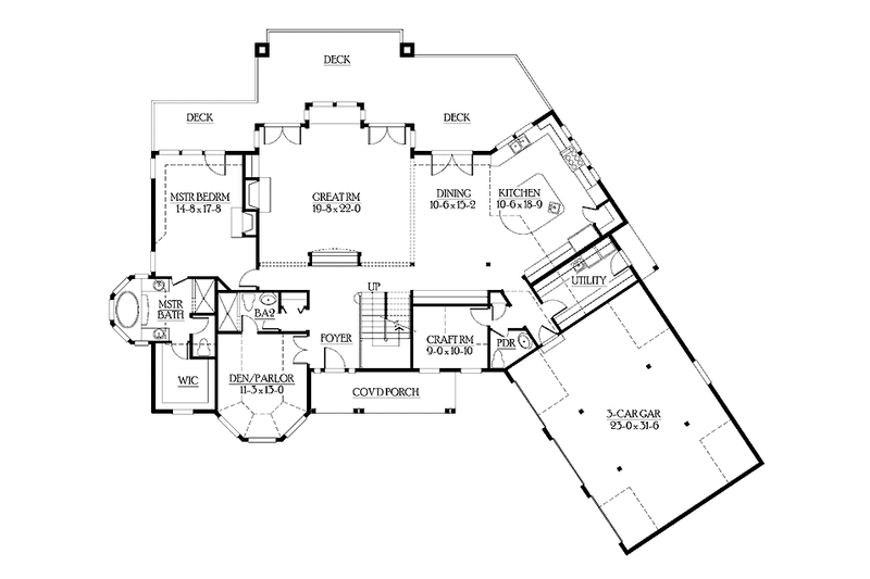 Home Plan - Floor Plan - Main Floor for Craftsman House Plan #132-485 - 4 bed, 4.5 bath