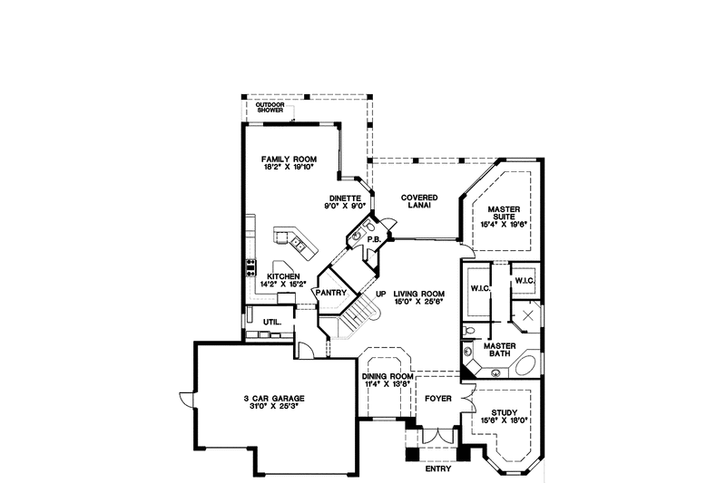Architectural House Design - Floor Plan - Main Floor for Mediterranean House Plan #1017-129 - 4 bed, 4.5 bath