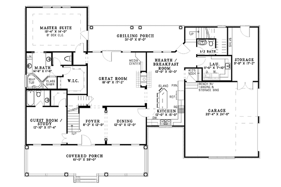 Floor Plan - Main Floor for Country House Plan #17-3117 - 5 bed, 4.5 bath