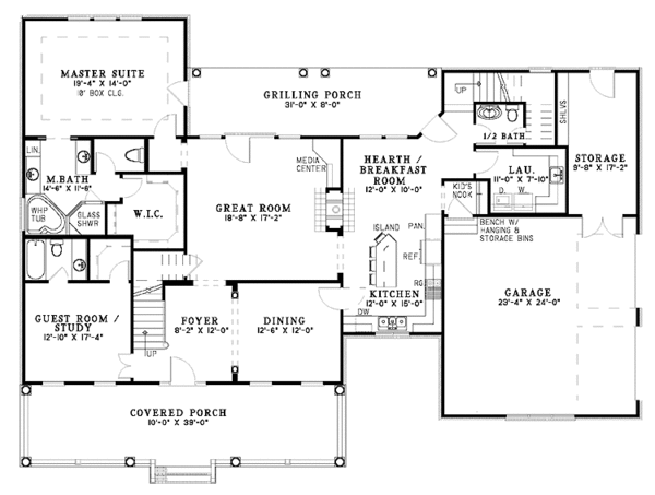 Dream House Plan - Country Floor Plan - Main Floor Plan #17-3117