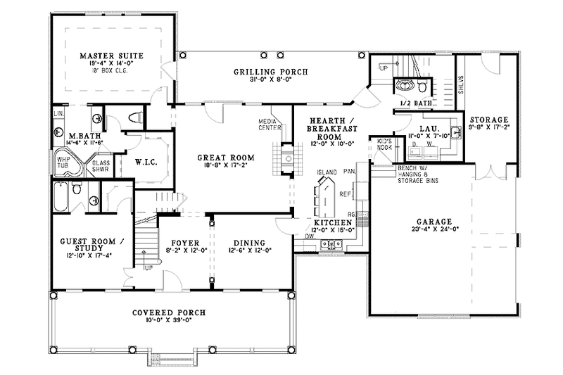 Home Plan - Floor Plan - Main Floor for Country House Plan #17-3117 - 5 bed, 4.5 bath
