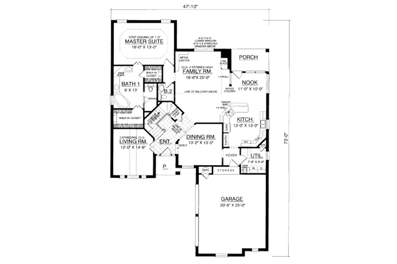 Home Plan - Floor Plan - Main Floor for Traditional House Plan #40-402 - 4 bed, 2.5 bath