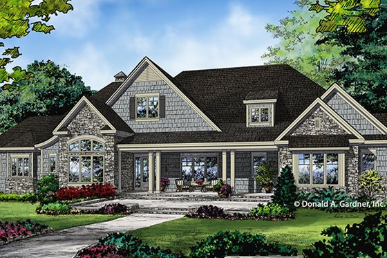 Exterior - Front Elevation 3 for Ranch House Plan #929-1019 - 4 bed, 3 bath