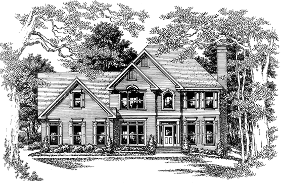 Exterior - Front Elevation 3 for Colonial House Plan #927-154 - 4 bed, 3.5 bath