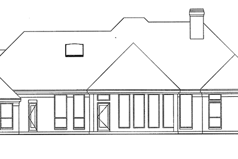 House Blueprint - Exterior - Rear Elevation for Ranch House Plan #946-11 - 4 bed, 3 bath