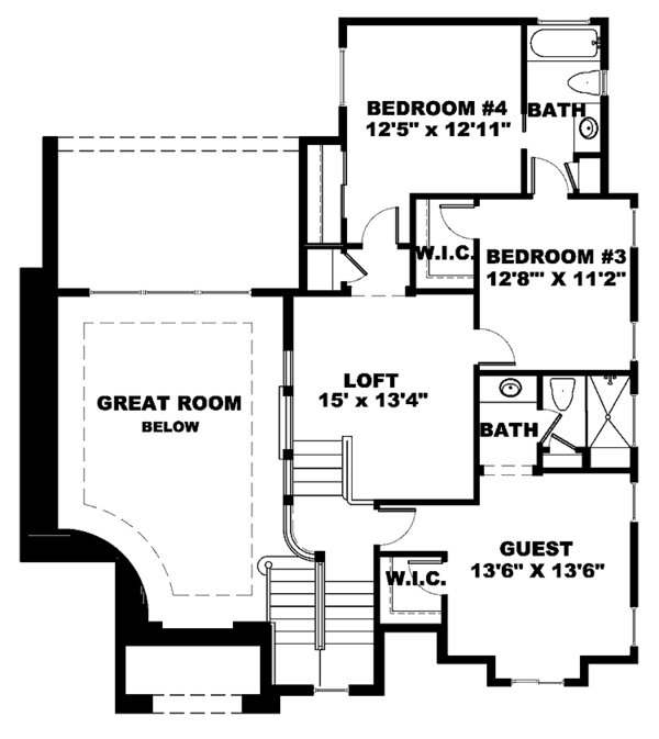 Dream House Plan - Mediterranean Floor Plan - Upper Floor Plan #1017-8