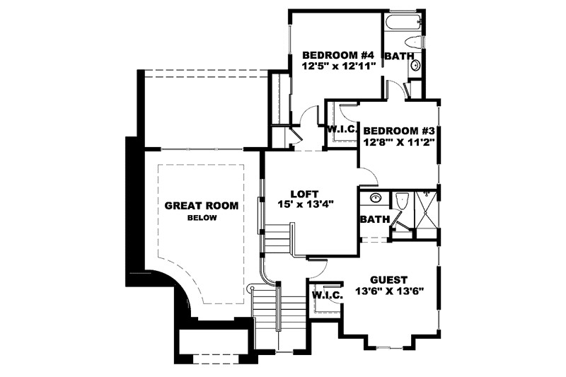 Dream House Plan - Floor Plan - Upper Floor for Mediterranean House Plan #1017-8 - 4 bed, 3.5 bath