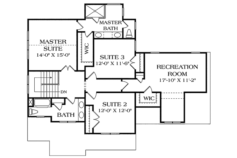 Home Plan - Floor Plan - Upper Floor for Craftsman House Plan #453-473 - 3 bed, 2.5 bath