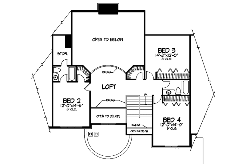 Home Plan - Floor Plan - Upper Floor for Mediterranean House Plan #320-739 - 4 bed, 4.5 bath