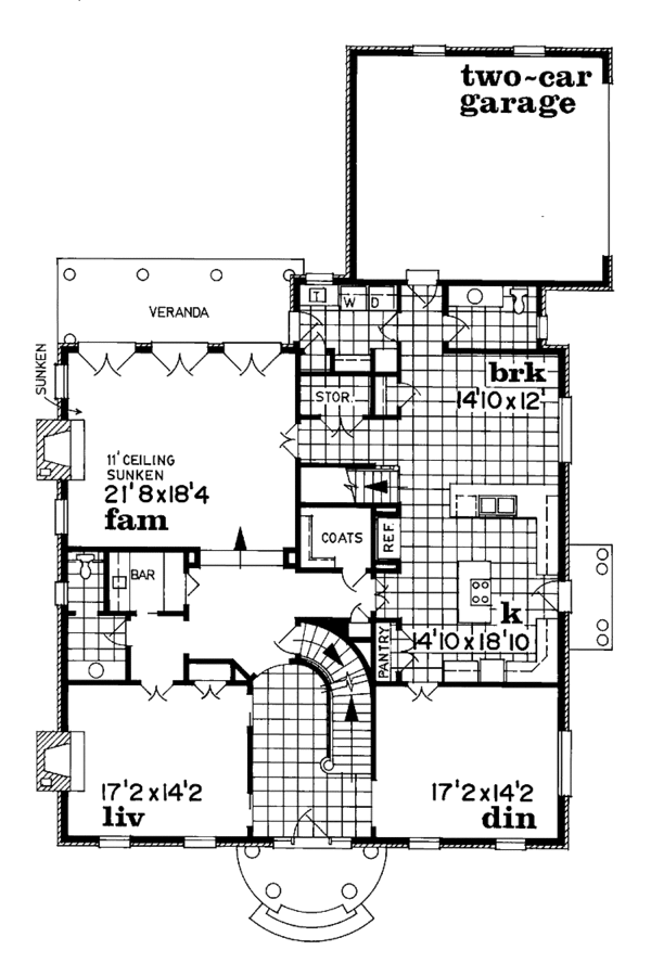 Home Plan - Traditional Floor Plan - Main Floor Plan #47-1019