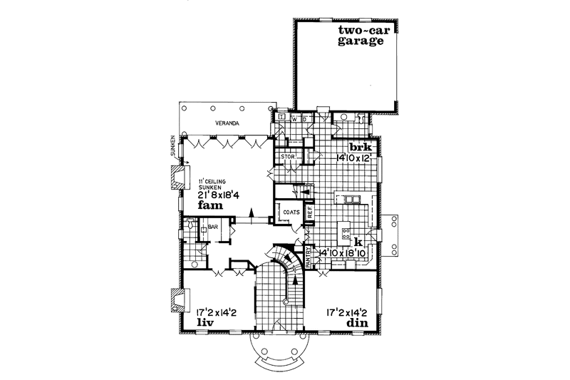 Dream House Plan - Floor Plan - Main Floor for Traditional House Plan #47-1019 - 4 bed, 3.5 bath