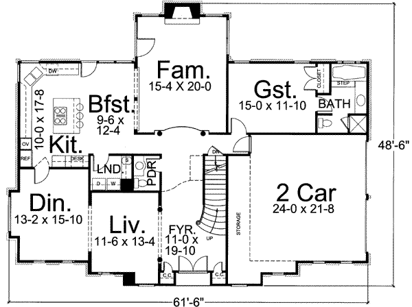House Design - European Floor Plan - Main Floor Plan #119-157