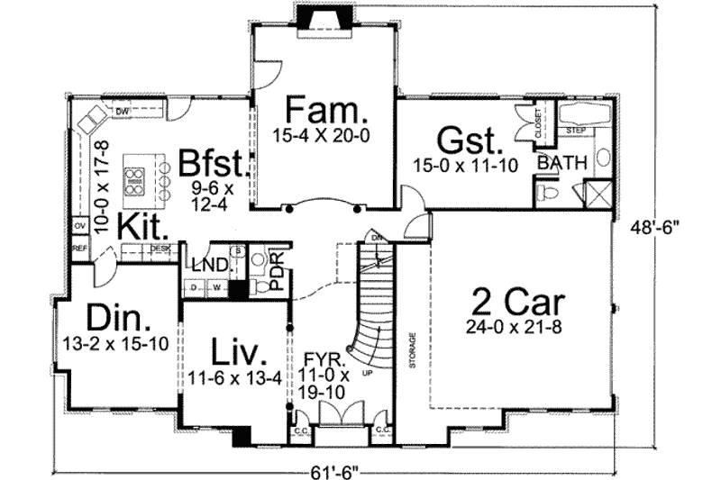 Home Plan - Floor Plan - Main Floor for European House Plan #119-157 - 4 bed, 3.5 bath