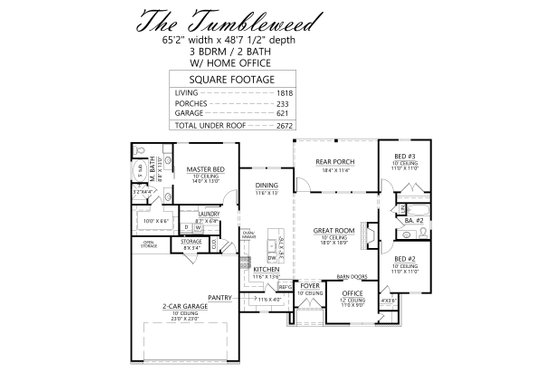 Floor Plan - Main Floor for Farmhouse House Plan #1074-68 - 3 bed, 2 bath