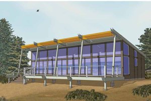 Exterior - Front Elevation 3 for Contemporary House Plan #569-27 - 3 bed, 2 bath