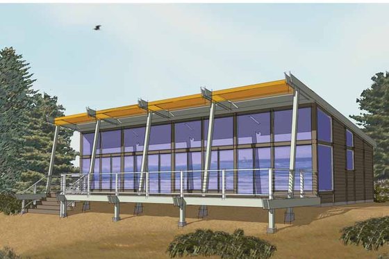 Exterior - Front Elevation 3 for Contemporary House Plan #569-27 - 3 bed, 2 bath