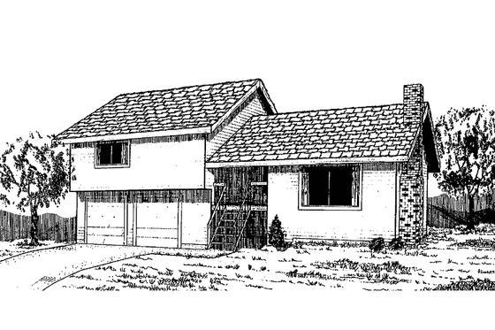 Exterior - Front Elevation 3 for Contemporary House Plan #60-875 - 3 bed, 2 bath