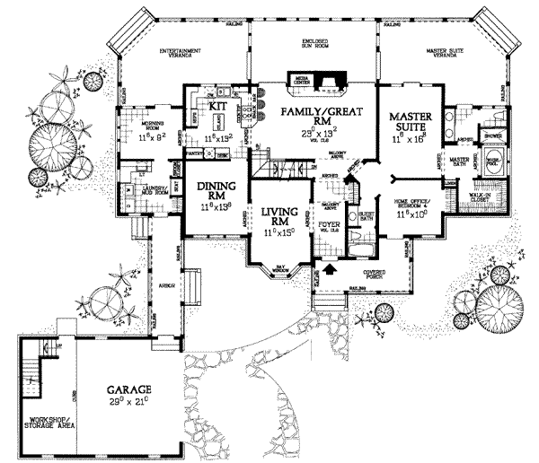 Architectural House Design - Traditional Floor Plan - Main Floor Plan #72-154