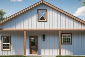 Exterior - Rear Elevation for Farmhouse House Plan #21-509 - 4 bed, 3 bath